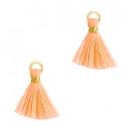 Ibiza style mini Tassel 1cm Gold-neon peach